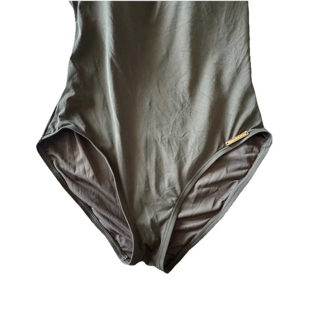 Michael By Michael‎ Kors Size Olive Green One Peice Swimsuit One Tied Shoulder